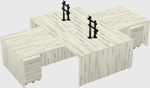 Quad l-shaped office desks