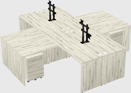 Quad l-shaped office desks