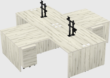 Quad l-shaped office desks