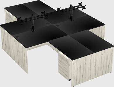 Quad l-shaped office desks