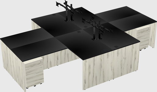 Quad l-shaped office desks