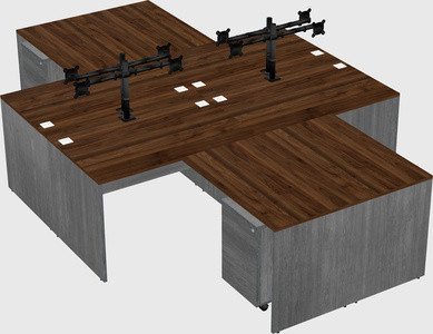 Quad l-shaped office desks