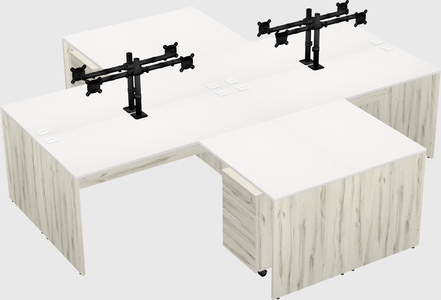 Quad l-shaped office desks