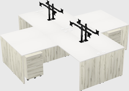 Quad l-shaped office desks