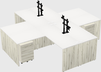 Quad l-shaped office desks