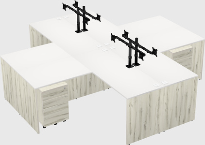 Quad l-shaped office desks