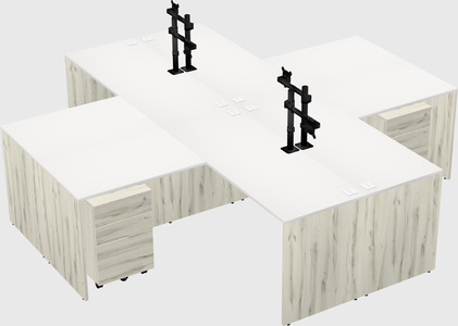 Quad l-shaped office desks