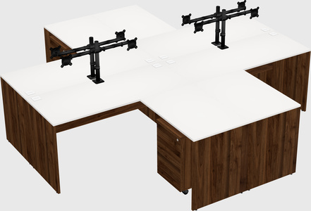 Quad l-shaped office desks