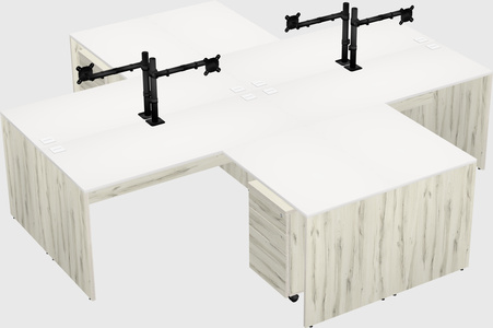 Quad l-shaped office desks