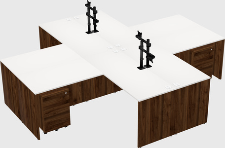Quad l-shaped office desks