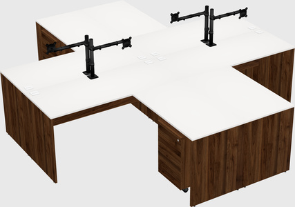 Quad l-shaped office desks