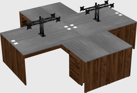 Quad l-shaped office desks