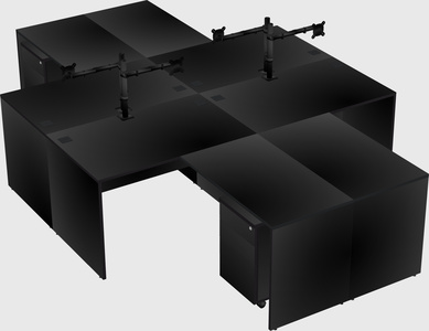 Quad l-shaped office desks