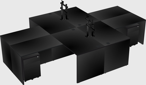 Quad l-shaped office desks