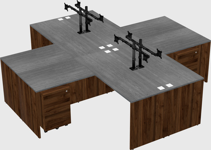 Quad l-shaped office desks