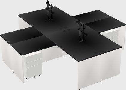Quad l-shaped office desks