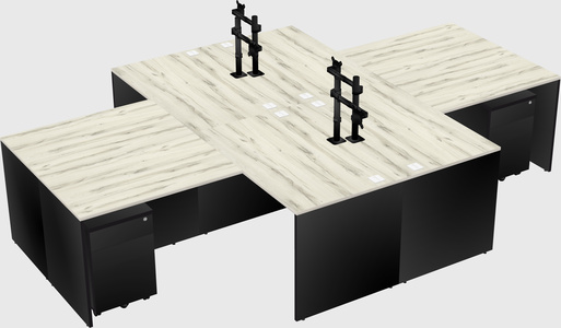 Quad l-shaped office desks