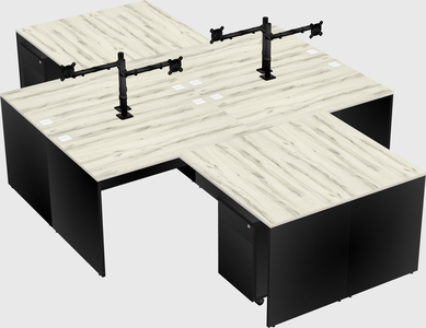 Quad l-shaped office desks
