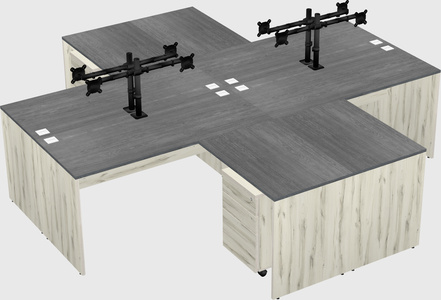 Quad l-shaped office desks