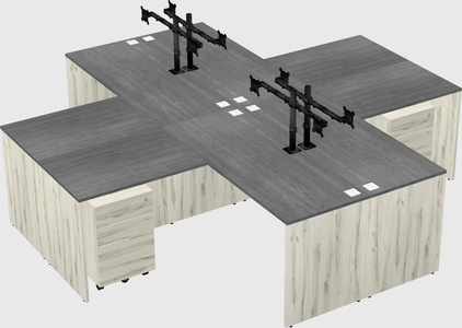 Quad l-shaped office desks