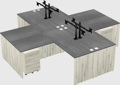 Quad l-shaped office desks