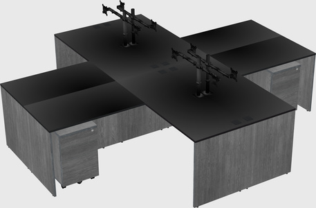 Quad l-shaped office desks