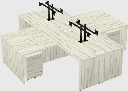 Quad l-shaped office desks