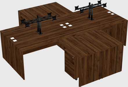 Quad l-shaped office desks