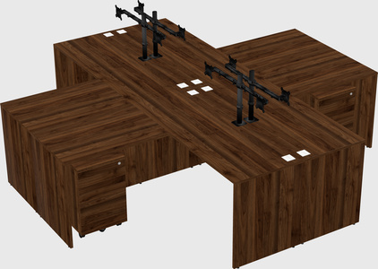 Quad l-shaped office desks