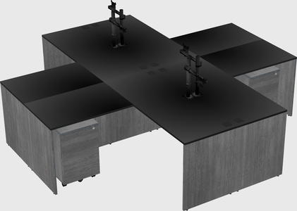 Quad l-shaped office desks
