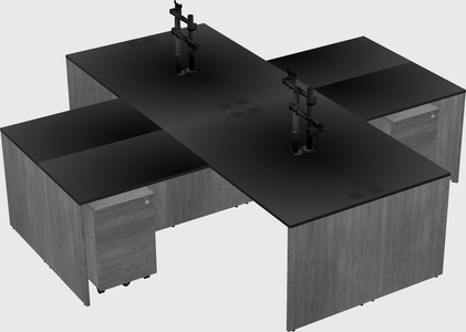 Quad l-shaped office desks