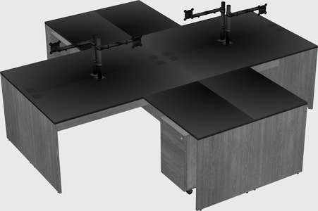 Quad l-shaped office desks
