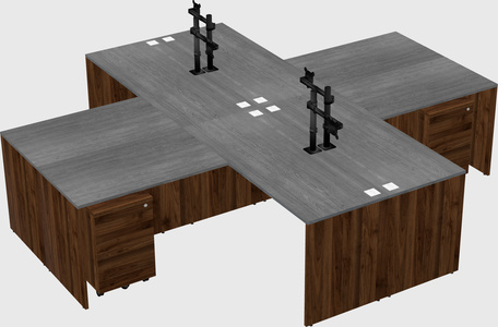 Quad l-shaped office desks