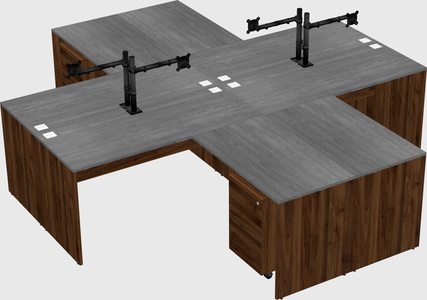 Quad l-shaped office desks