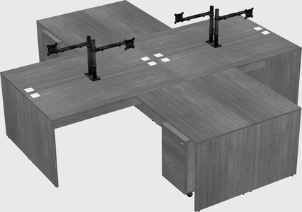 Quad l-shaped office desks
