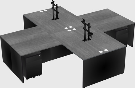 Quad l-shaped office desks