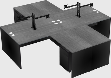 Quad l-shaped office desks