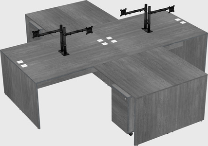 Quad l-shaped office desks