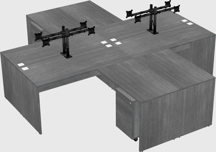 Quad l-shaped office desks