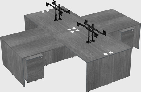 Quad l-shaped office desks