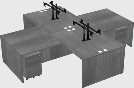 Quad l-shaped office desks