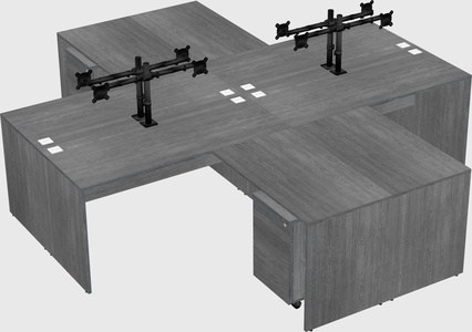 Quad l-shaped office desks
