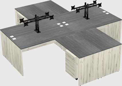 Quad l-shaped office desks
