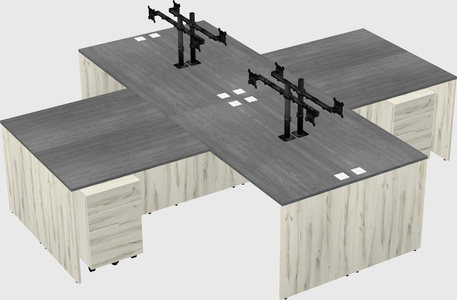 Quad l-shaped office desks