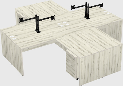 Quad l-shaped office desks