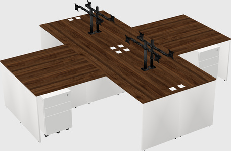 Quad l-shaped office desks