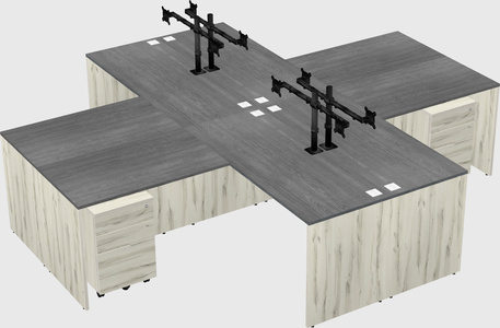 Quad l-shaped office desks