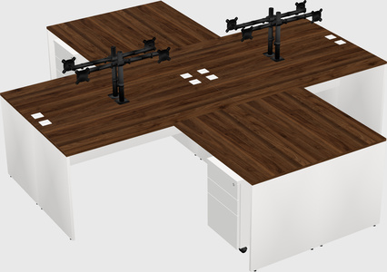 Quad l-shaped office desks