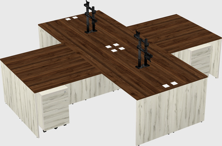Quad l-shaped office desks