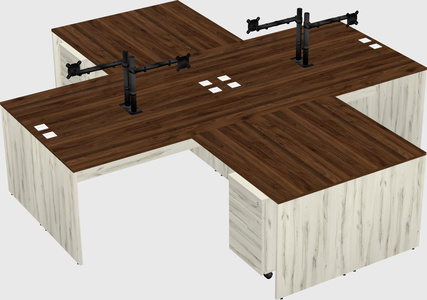 Quad l-shaped office desks